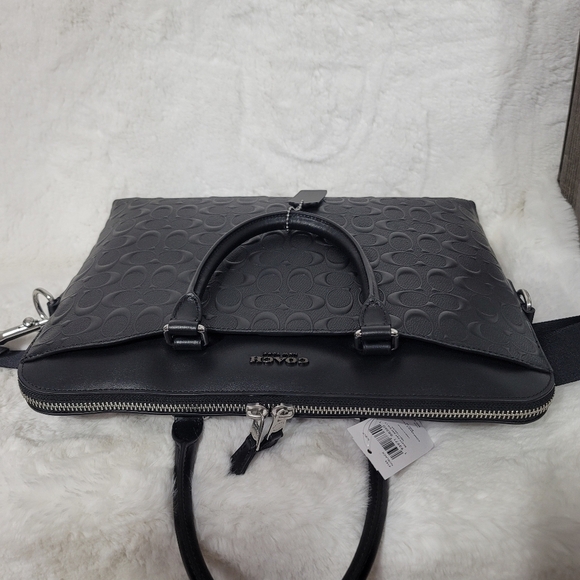 NWT COACH RARE SIGNATURE LEATHER DESIGNER BUSINESS BAG laptop computer Atache - Picture 6 of 14